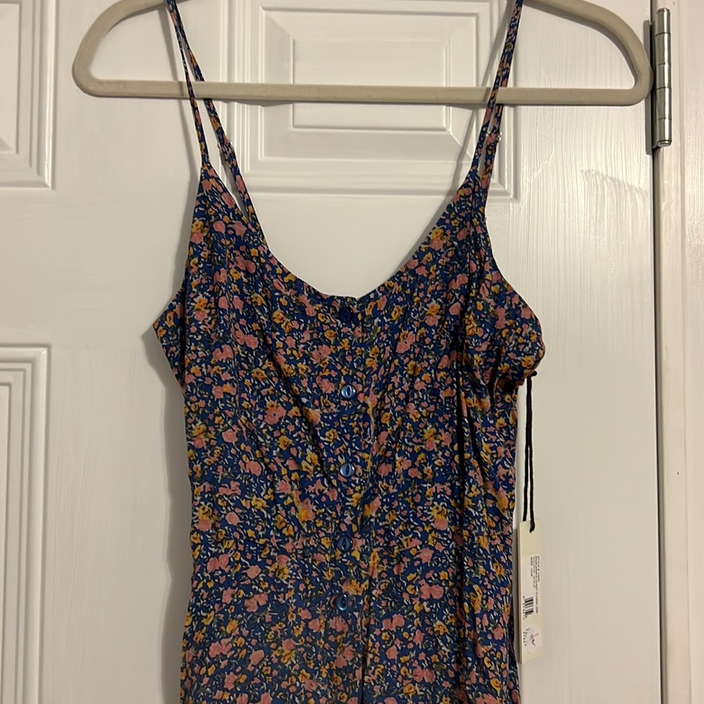 Rollas Midsummer Coast Blue Floral Print Button-Up Midi Dress - Picture 7 of 10